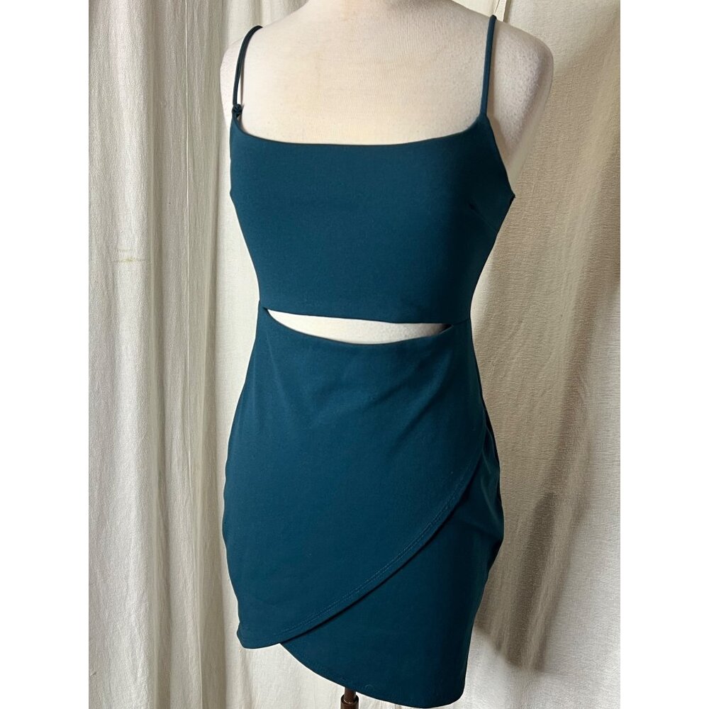 George Women's Teal Lace Dress With Belt  Size L Midi Summer